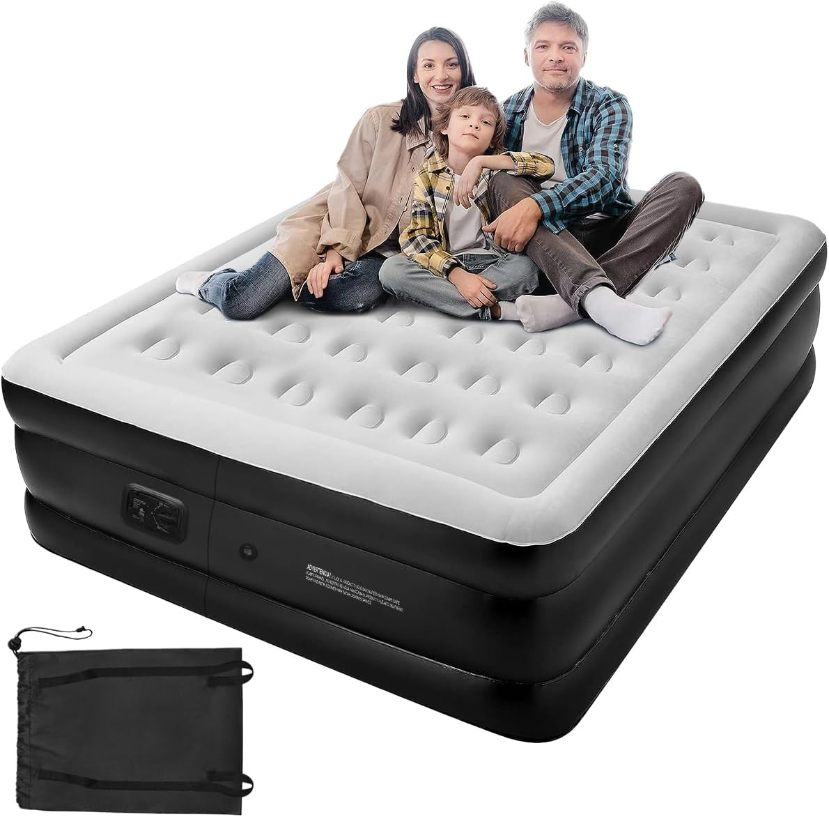 Queen Size Air Mattress,Built-In Air Pump,Automatic Inflating/Deflating PVC Waterproof Material,Skin-Friendly Flocking Surface,203&times;152&times;47Cm,300Kg MAX, Suitable for Family Camping image number 1