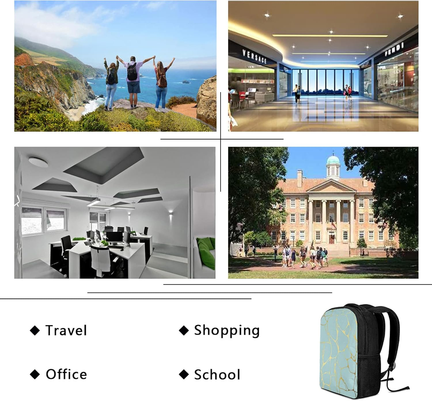 Tropicallife Marble Texture Pattern Backpack for Boys and Girls Water Resistant Preschool Backpack Lightweight Bookbags Camping Travel School Shoulder Bag, Multi image number 5