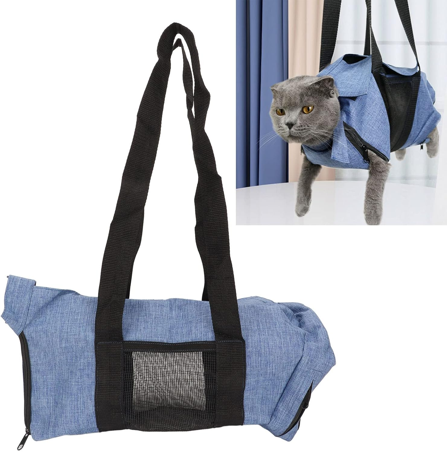 Cat Bathing Bag,Cat Grooming Carry Bag, Cat Grooming Carry Bag Adjustable Neck Circumference Breathable Foldable Portable Pet Bathing Bag for Nail Trimming image number 2