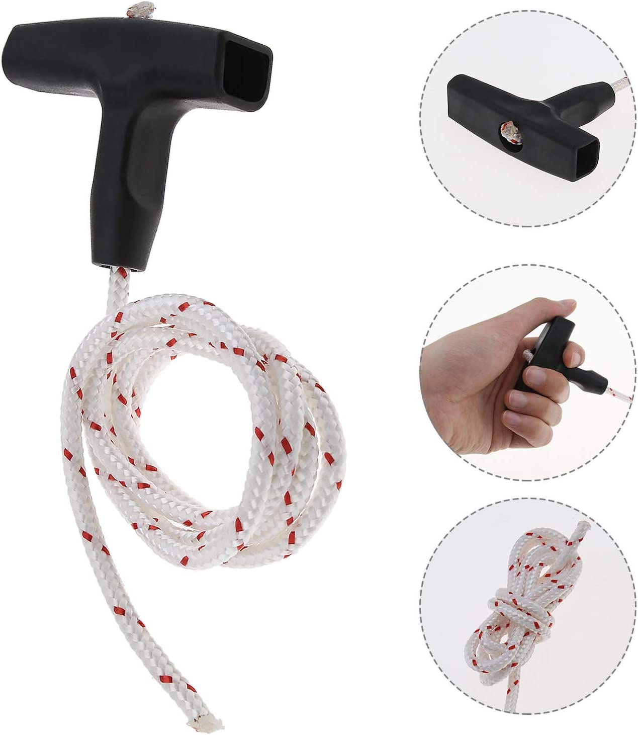 Emsea 2X Recoil Starter Handle Rope Kits, Dia 4.5Mm 1 M Pull Cords & Black Recoil Starter Grip Compatible with STIHL TS400 TS410 TS420 image number 4