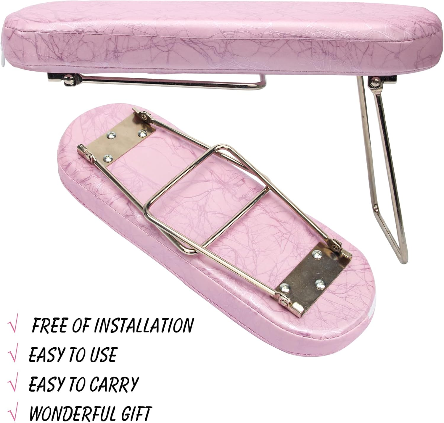 Coldairsoap Nail Pillow Hand Rest with Bracket, Professional Manicure Arm Stand Holder for Nails Art DIY Foldable Microfiber Leather Nail Hand Rest Cushion for Nail Salon Technician (Pink) image number 4