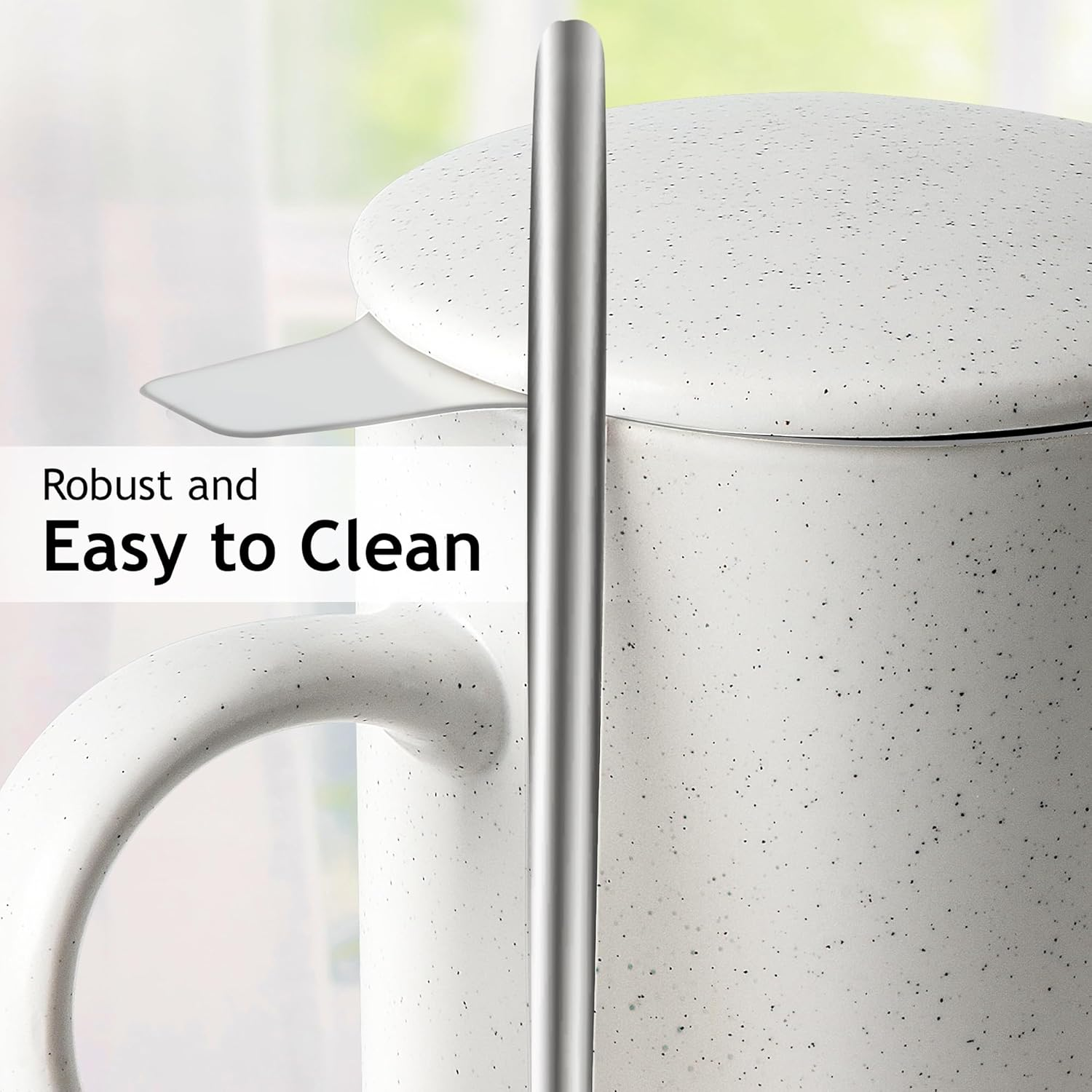 MIAMIO - Tea Cup Set 2 X 500 Ml with Infuser and Lid/Ceramic Tea Mug with Infuser and Spoon for Steeping Loose Leaf Tea, Gifts for Tea Lovers - Microwave & Dishwasher Safe (Blue) - Brown image number 2