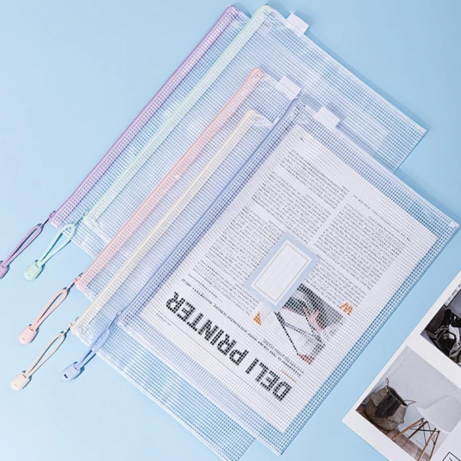 Homiliky 10 Pack A4 Plastic Wallets Document Wallets, Multicolor Zipper Folder, Zip Document Bags, Test Papers, Slips, Invoices, Homework Storage Bags, for Office School Home Travel, 10 Colors