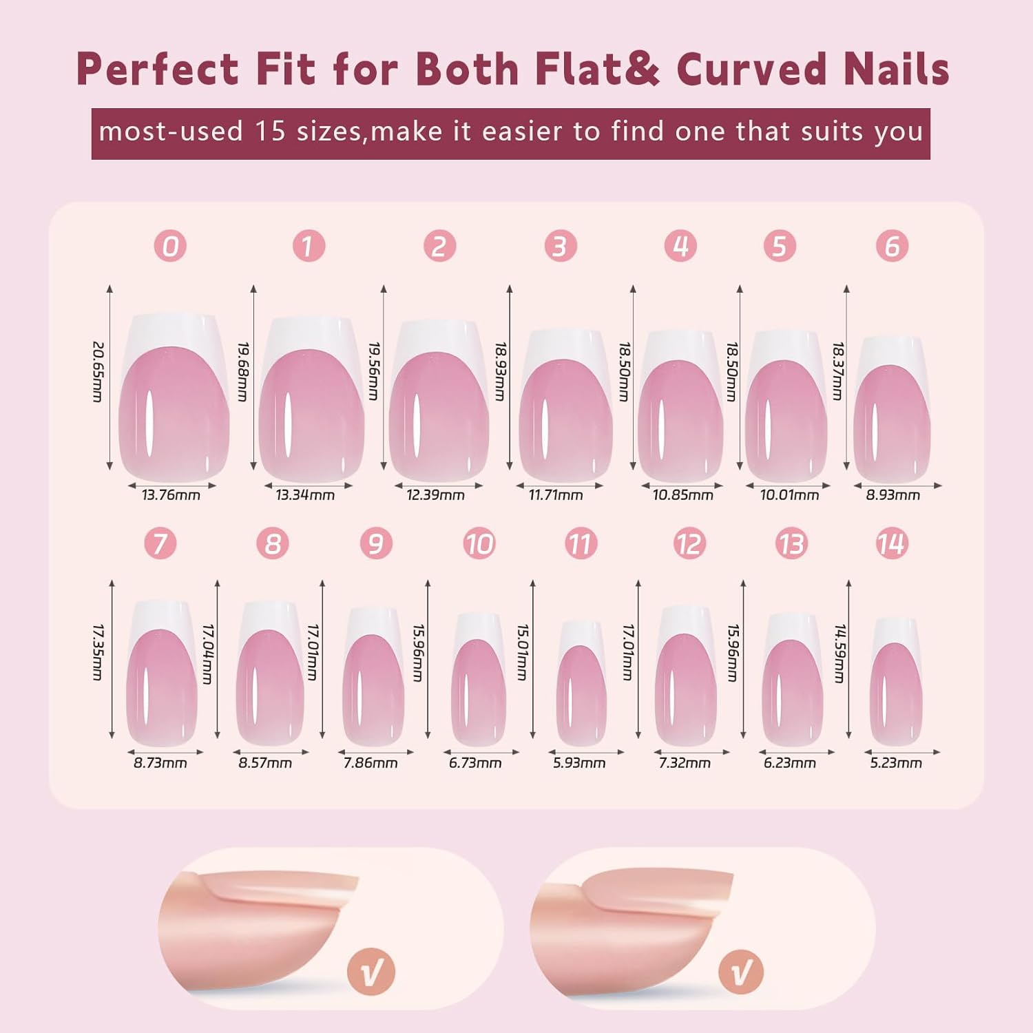 Nail Tips Set, 150 PCS Full Cover French Ballerina Fake Nails, Soft Gel Soak off Tips for Acrylic Nails Art, Salons and Home DIY, 019 image number 1