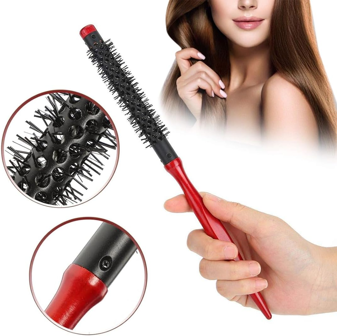 2 Pieces Small round Brush Mini Hair Beard Brush Styling for Thin Hair Ponytail Beard Volume Curls image number 5