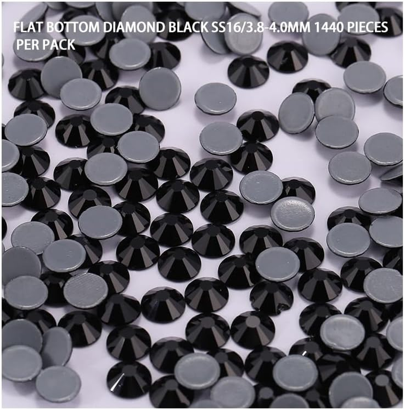 1440 Pieces Hotfix Rhinestones Crystals Hot Fix Clear AB Crystals round Flatback Gems Glass Stones Crystal Rhinestones Bulk for Crafts Clothing Dance Costumes, 5Mm (Black) image number 1