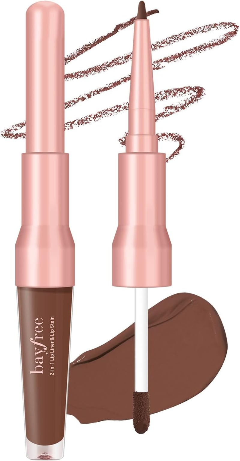Bayfree 2-IN-1 Lip Liner and Lip Stain, High Pigmented Long Lasting Velvet Lip Tint, Well-Defined Lipliner, Weightless Waterproof Not Animal Tested, Matte Finish Makeup
