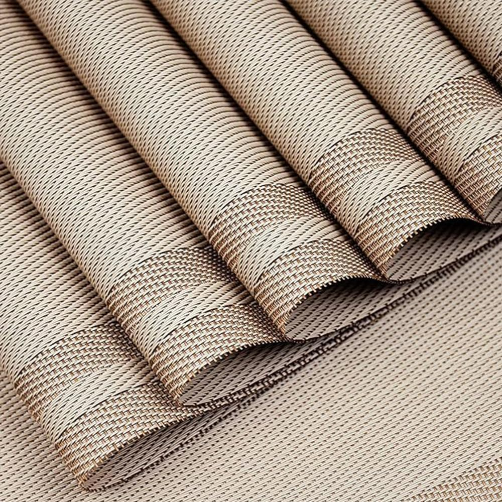 6 Piece Placemats, 11.8 X 13.7 Inches Non-Slip Crossweave Woven Vinyl Insulation Place Mat, Waterproof Washable Kitchen Table Mats for Restaurants Party Decoration (Champagne) image number 3