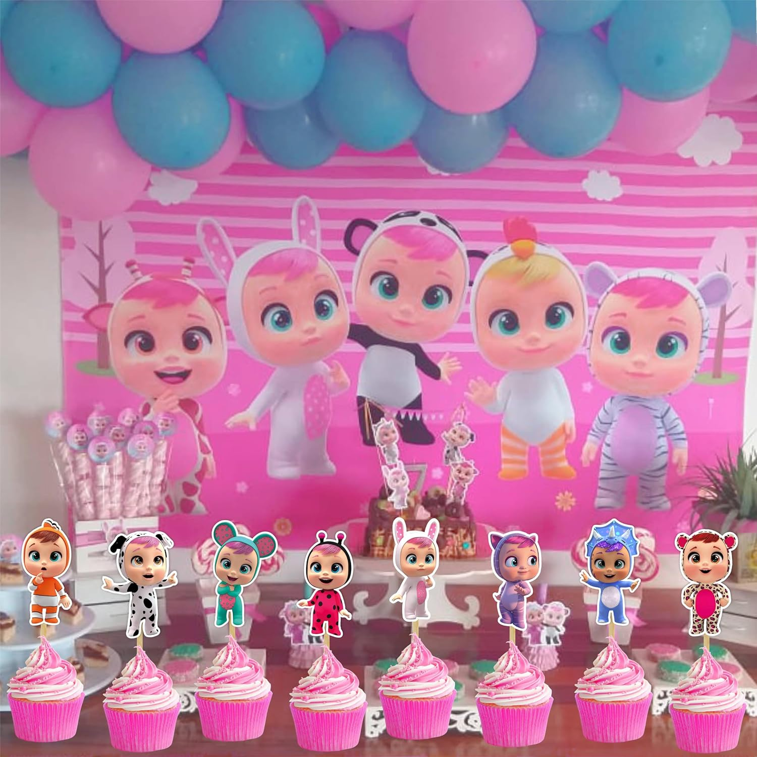 Cry Babes Cupcake Toppers &ndash; Cute Baby Doll-Inspired Party Decorations for Girls Birthday, Baby Shower, Toy-Themed Celebration or Kids Party Favors image number 6