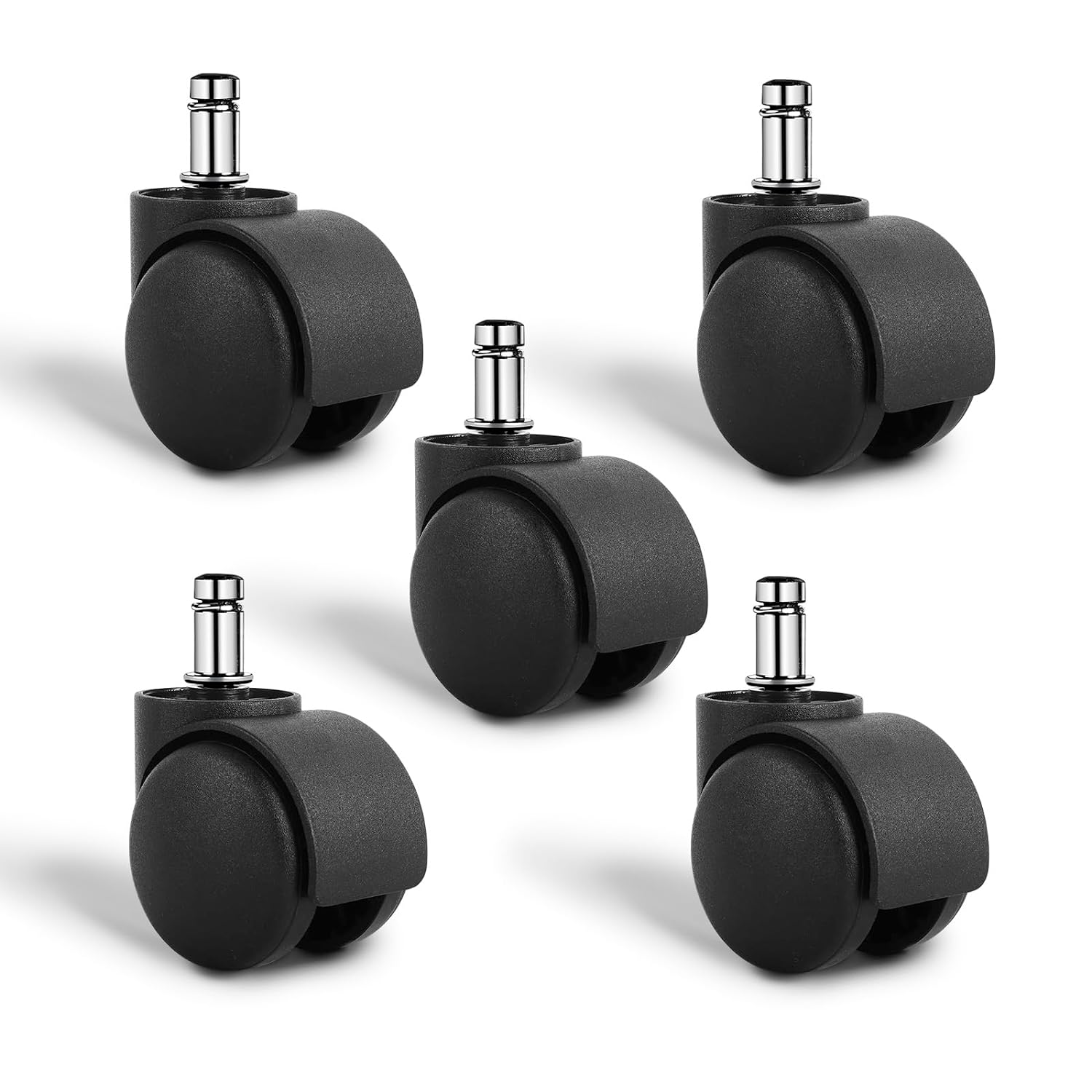 Dalyndar Office Chair Wheels Replacement Circlip Stem Fits 99% Chairs Wheel Set of 5Pcs Heavy Duty Mute Universal Castor 2 Inches Swivel Casters for Rolling Stools Gaming Chairs on Carpets and Floors image number 2