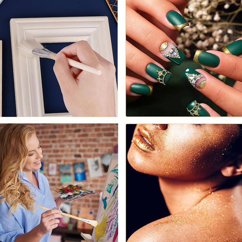 Goat Hair Paint Brushes, 12-Piece Set, Acrylic Watercolour Oil Painting, Gold Foil Gilding image number 4