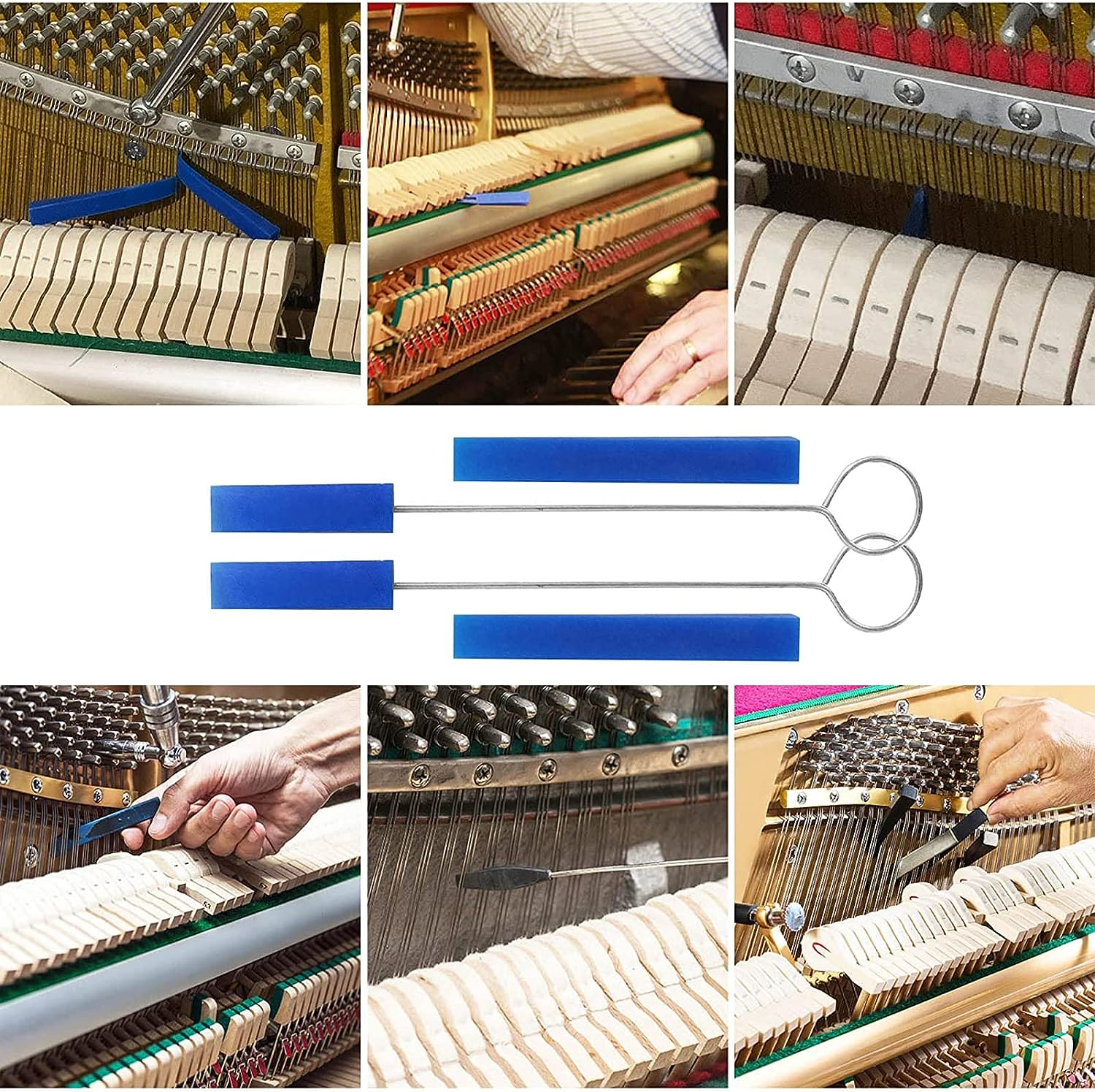 8PCS Piano Tuning Mute Kit - Upgraded Professional Piano Tuning Kit Tuning Wrench Hammer Temperament Strip Mute Piano Tuning Tool Kit DIY Piano Fixing Set for Piano Tuner, Tuning Beginner image number 2