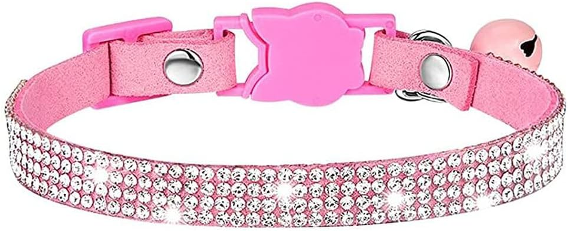 Serijoars Cat Collars,Rhinestone for Girl Cats Bling Kitten Flower Adjustable Breakaway Collar with Bell Soft Velvet Leather Collar for Puppy Small Dogs (Black) image number 1