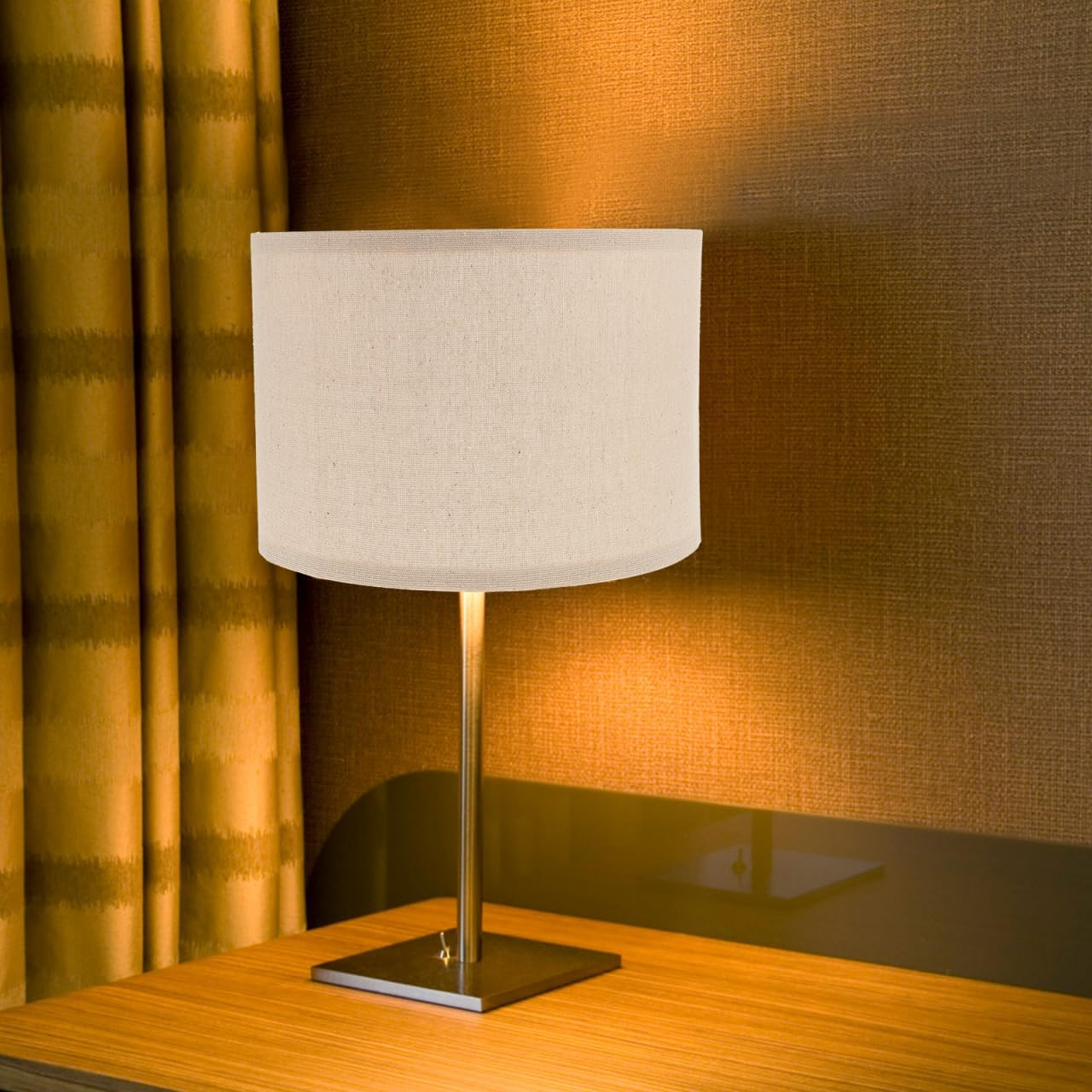 HOLIDYOYO Drum Lampshades - 26.5 X 19 Cm Natural Linen Fabric Lampshade Replacement Classic Modern Style Decor for Floor Medium Table Bedside Light image number 2