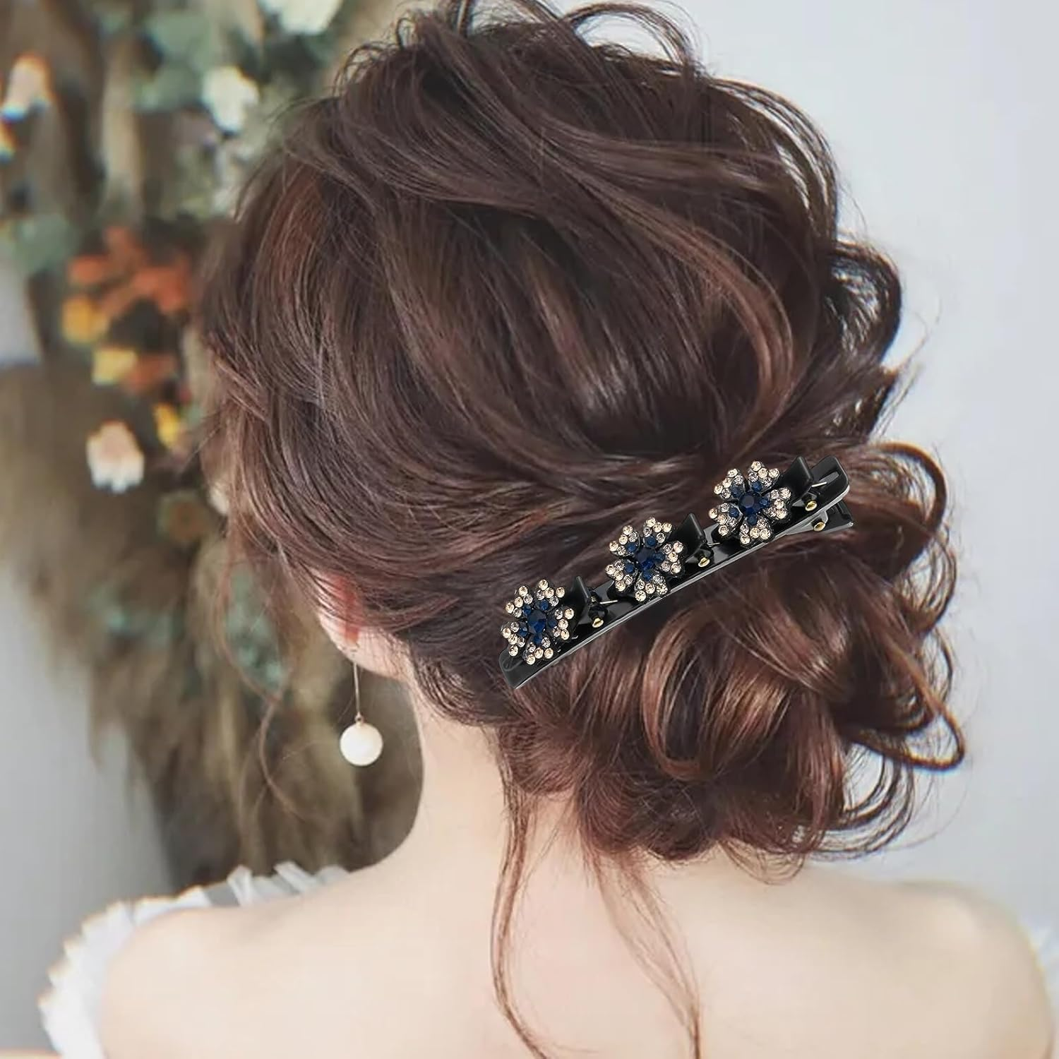 HSUYUN Pack of 4 Sparkling Double Layer Hair Clips, Women'S Stylish Hair Clips, Flower Hair Clips, Double Layer Structure Hair Clip, Suitable for Daily Classes, Work and Dance Performances image number 5