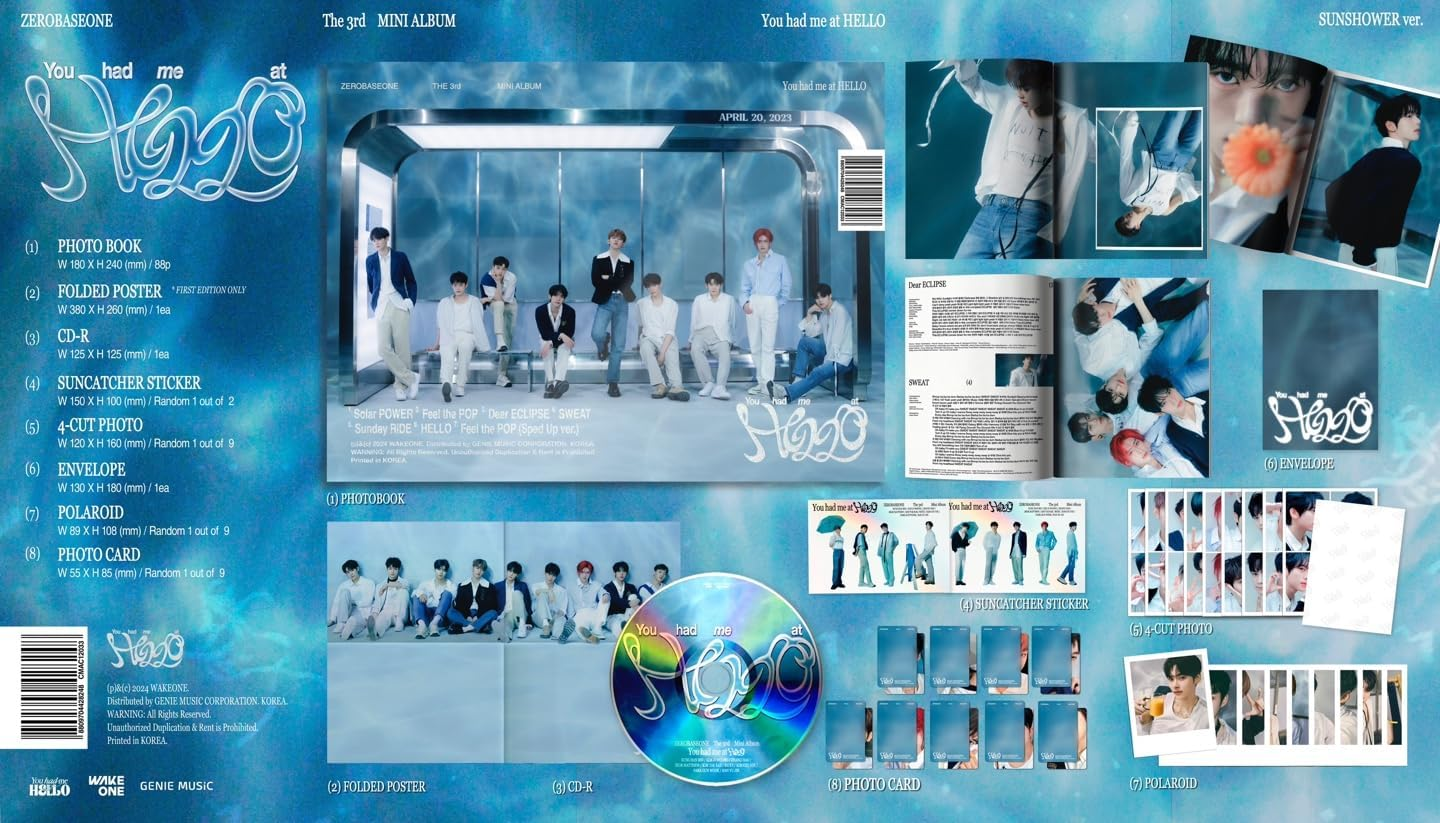 ZEROBASEONE You Had Me at Hello 3Rd Mini Album Cd+Photobook+Photocard+Sticker+Tracking Sealed ZB1 (Standard Sunshower Version) image number 1