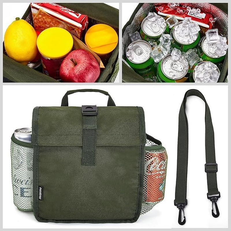 Insulated Lunch Bag Rolltop,Insulated Foldable Lunch Bag,Foldable Lunchbox Leakproof Cooler Bag, Insulated Lunch Bag,Adjustable Shoulder Strap Lunch Box Bag for School Office (Black) image number 3