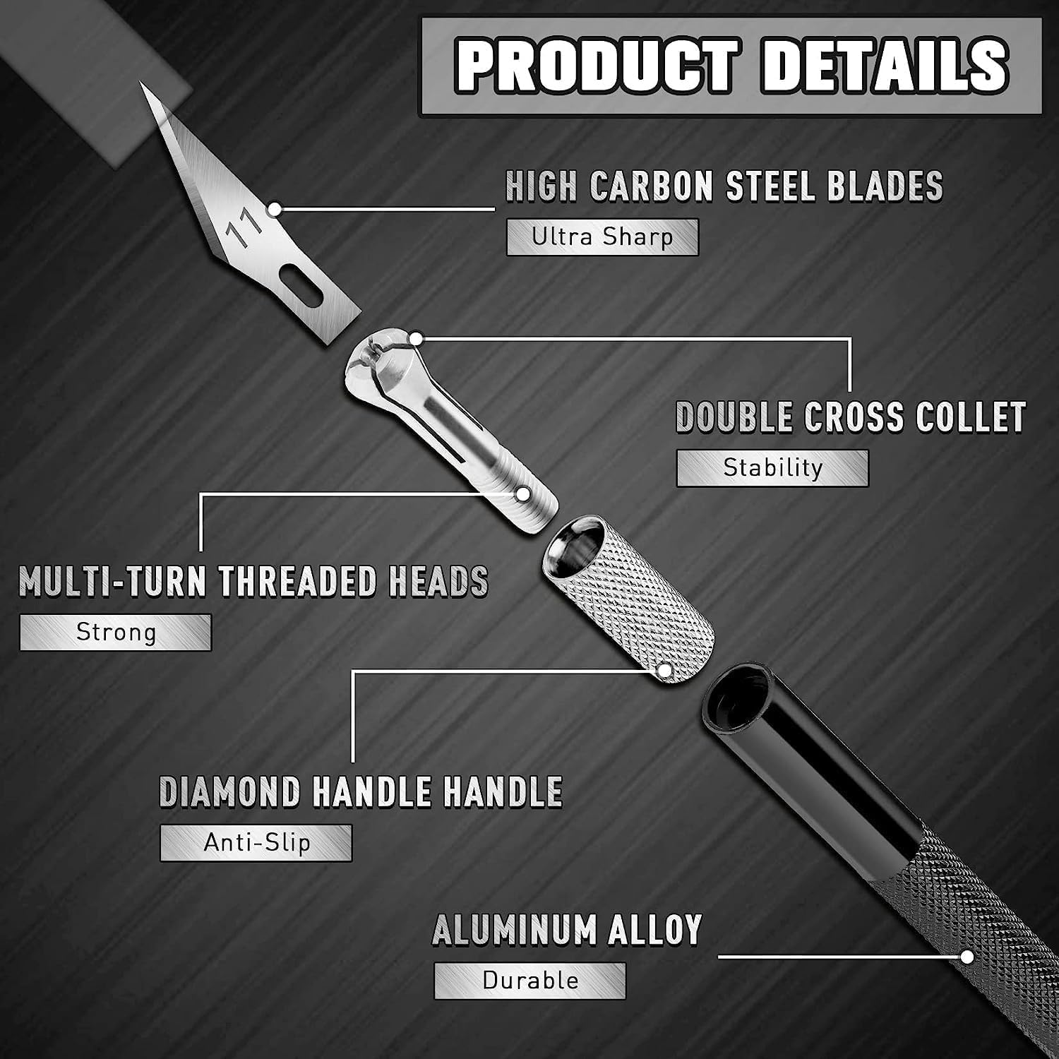 2 Pack Art Knife for Crafting, for DIY, Art Work, Cutting, Carving, Scrapbooking, Modeling， Exacting Knife Set with Extra 20 Blades #11(Black1) - Black 2 image number 3