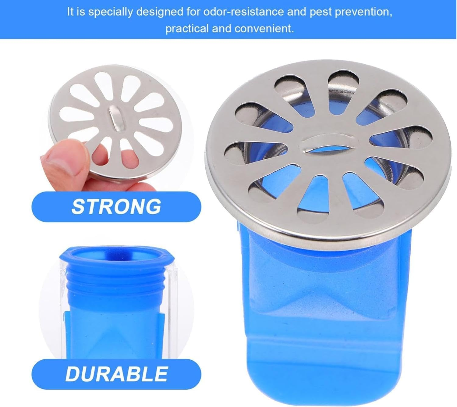 Stainless Steel Floor Drain Odor Proof Core, Drain Backflow Preventer, One Way Drain Valve Sewer Core for Toilet Bathroom Kitchen Tubes Stainless Steel Sink Showerhead Filter (Blue, One Size)