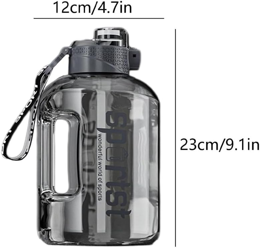Betterlifewj 1.7L Water Bottle, Two Large Capacity Water Bottles, Gray Water Bottle with Straw, Perfect for Sports, Fitness, Travel image number 4