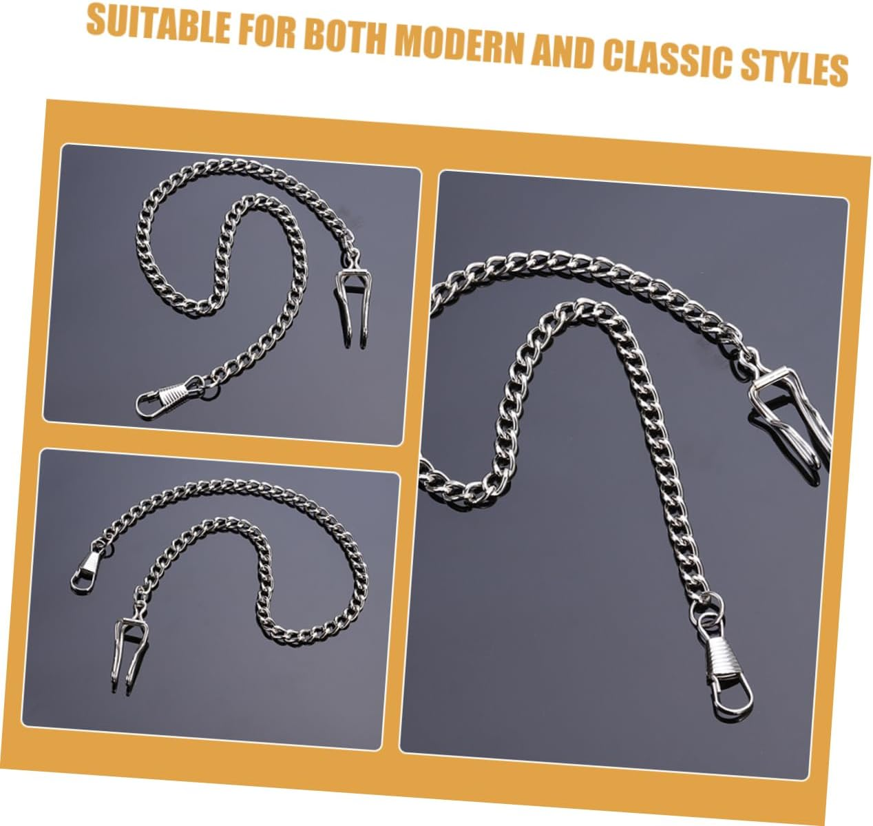 SAFIGLE 2Pcs Men Vest Pocket Watch Chain Keychains Key Pocket Watch Charm Pendant Belt Chain Jewelry Parts Wallet Eyeglasses Holder image number 6