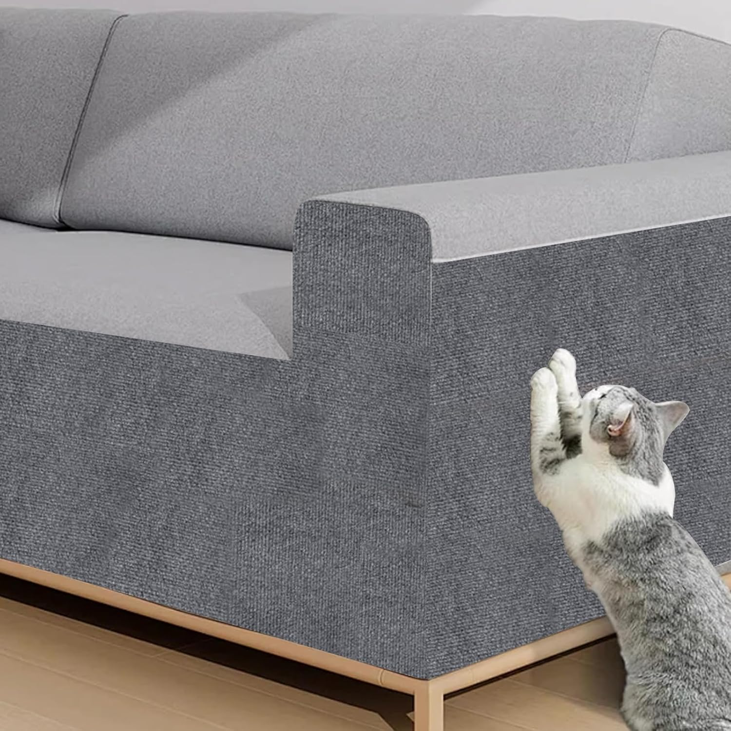 Rigidstone Cat Scratching Mat, DIY Cut to Size, Self-Adhesive Carpet, Cat Sofa Scratch Mat, Cat Wall Scratch Protection, Cat Scratch Mat for Protects Carpets, Sofa, Furniture Protection (Grey, 30 X image number 5