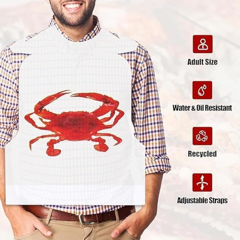 Crab Bibs 25 Pack, Disposable Lobster Bibs for Adults, Plastic Funny Bibs for Seafood Boil Party image number 6