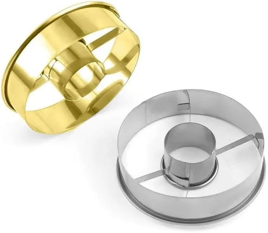 2Pcs Stainless Steel Doughnut Cutters,Doughnut Cutters Mousse Ring Cookie Chocolate Cake Mold,Stainless Steel Donut Mold Desserts Bread Cutter,Stainless Steel Doughnut Cutter,Mousse Molds Bread Molds