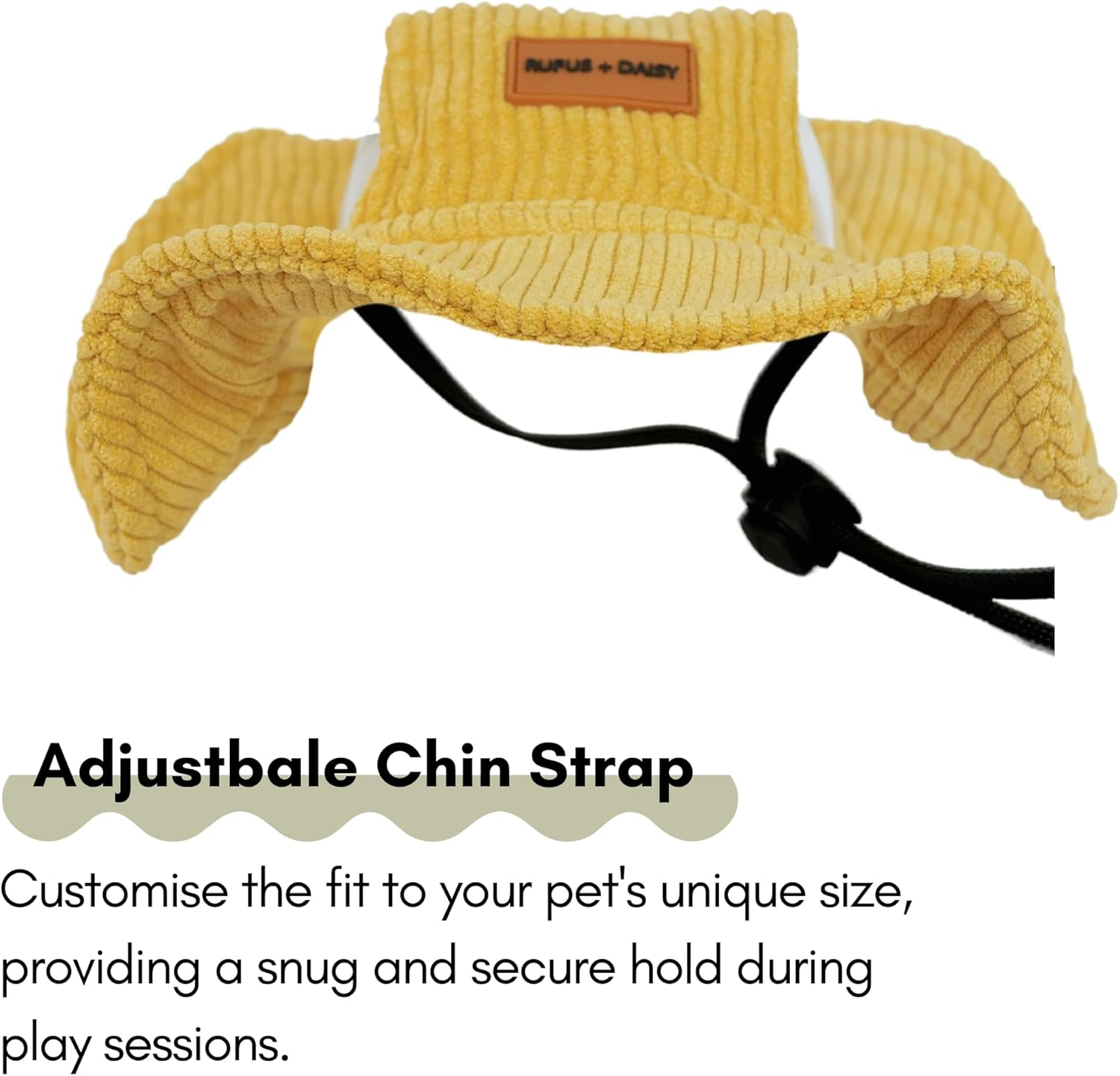 Yellow Corduroy Dog Hat Wide Brim Hat for Pets Outdoor Hat Sun Protection Summer Cap for Small Medium Large Dog (L) image number 3