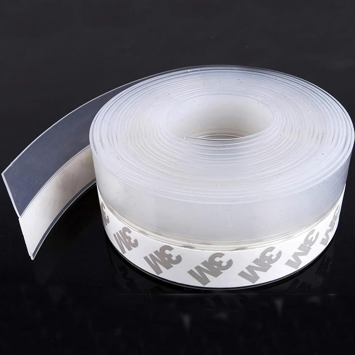 32.8FT Transparent Silicone Weather Stripping Door Seal for Doors Windows Shower Glass Gap, No Residue Glass Shower Door Seal Strip under Door Draft Stopper Silicone Sealing Tape image number 2