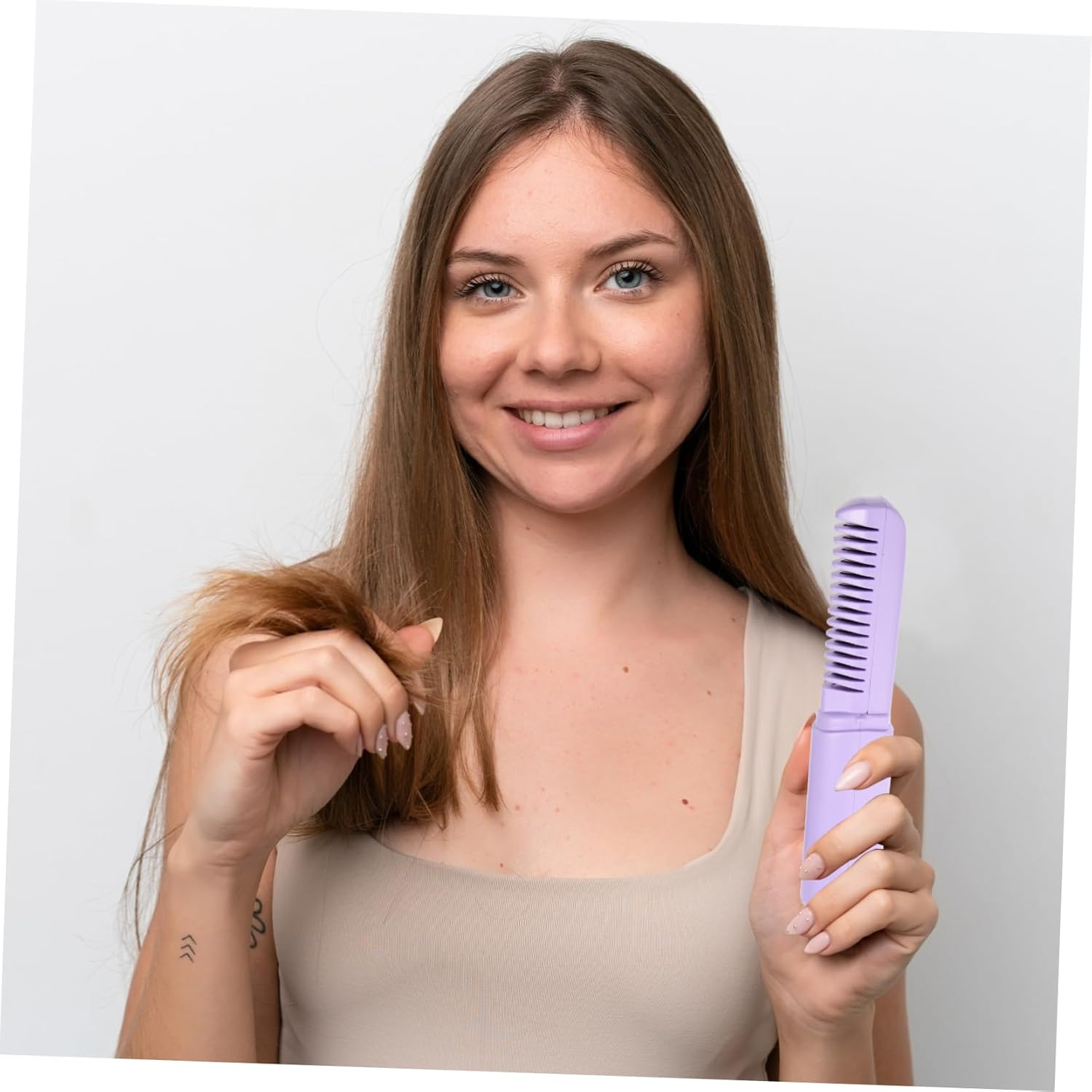 HAPINARY Cordless Hair Straightener Brush Heated Hair Straightening Comb Rechargeable Styling Tool Portable for Travel image number 3