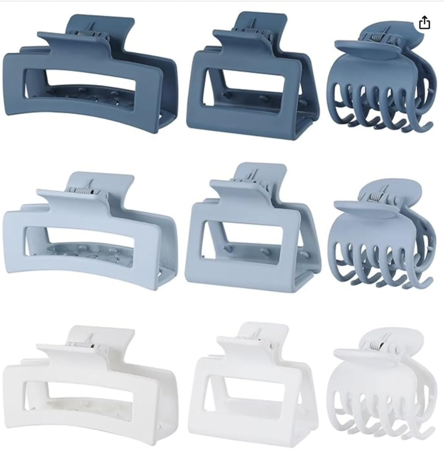 Hair Claws Set, 9 Pieces Hair Clips for Women, 3 Styles Medium Hair Claws, Rectangular, Square, for Fine and Thin Hair (9 Pieces Pattern B)