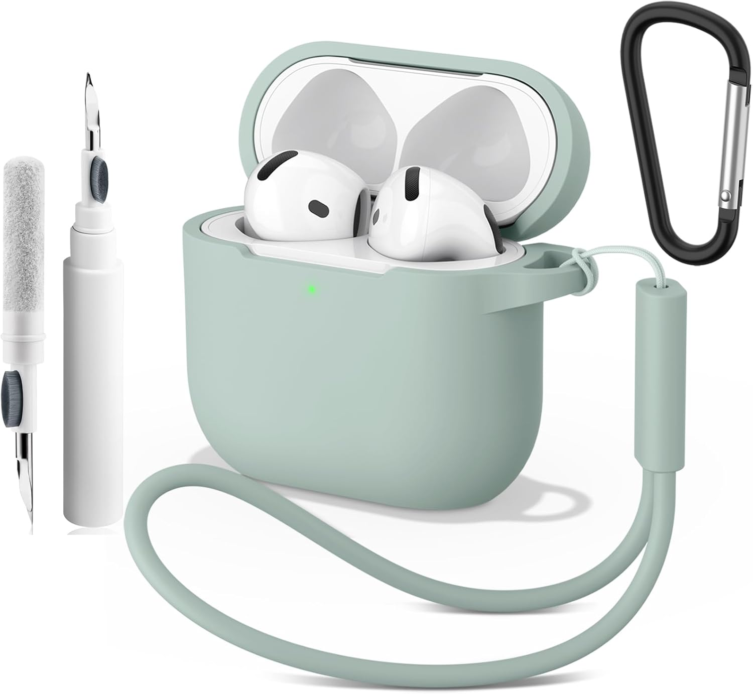 Meliya for Airpods 4 Case Cover, Soft Silicone Protective Case Compatible with Apple Airpods 4Th Generation Case for Women Men, Full Protection Airpod 4 Cover with Cleaner Kit, Keychain image number 6