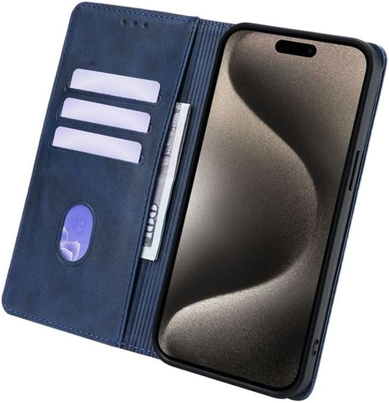 FORZARMOR for Motorola Moto G15 4G (6.72 Inch) Case Wallet Cover PU Leather Pockets Shockproof Magnetic Flip Card Holder (For Moto G15 4G, Blue) image number 5