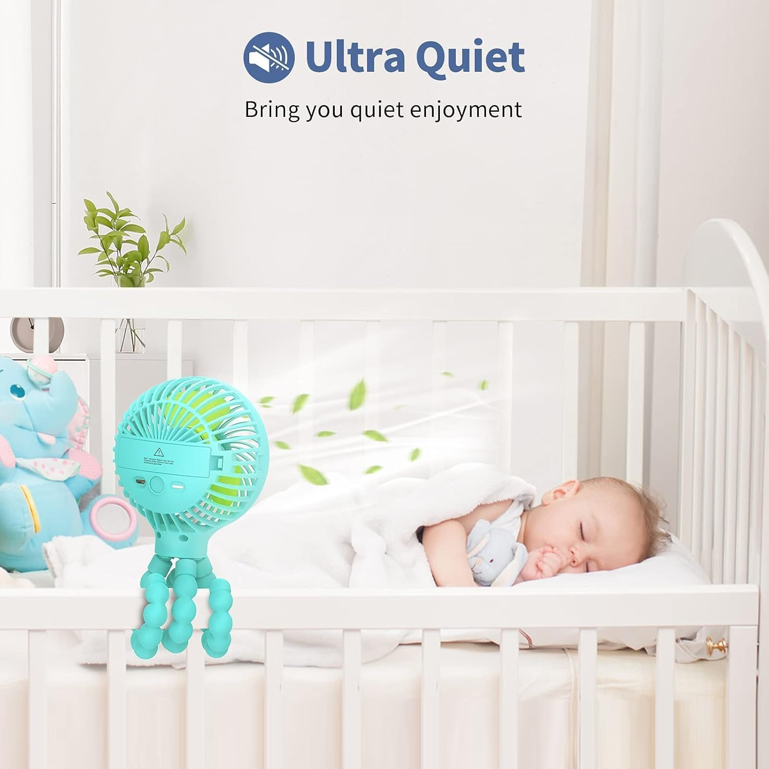 Portable Pram Fan, Baby Stroller Fan, [USB or 4000Mah Battery Powered] Handheld Fan for Kids, Mini Fan with Flexible Tripod, 3 Speed Pram Fans Clip on Desk Bike Campling Traveling (Blue)