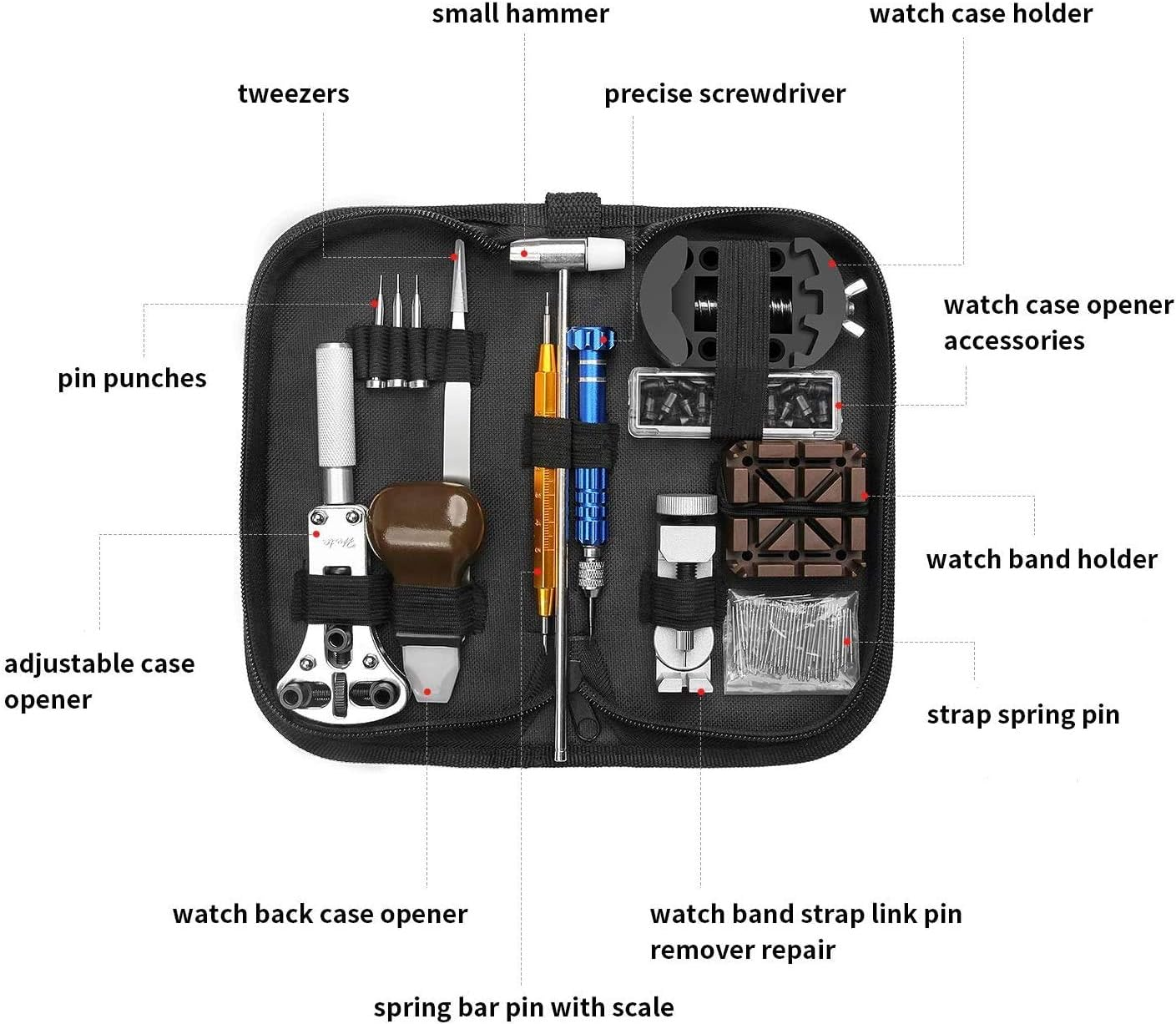 Professional Watch Repair Kit - Spring Bar Tool Set, Back Case Opener, Link Removal Tool