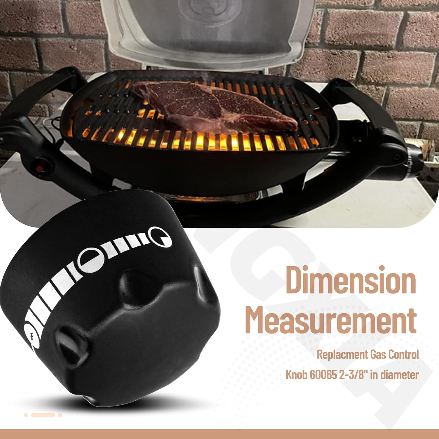 Replacment Gas Control Knob 60065 Compatible with W-Eber Q 1000 Q 1200 Q100 Q120 Gas Grill (2-3/8" in Diameter) image number 1