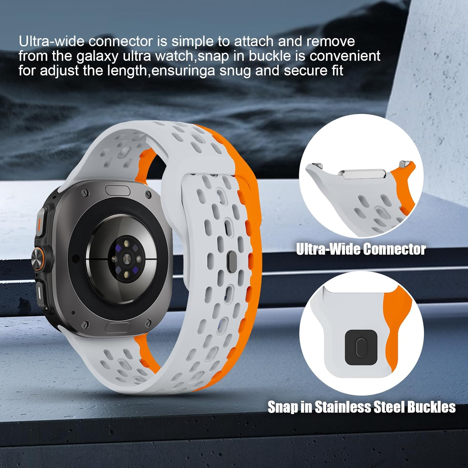 Compatible with Samsung Galaxy Watch Ultra Strap, Silicone Sport Breathable Bands for Galaxy Watch Ultra Men Women image number 3