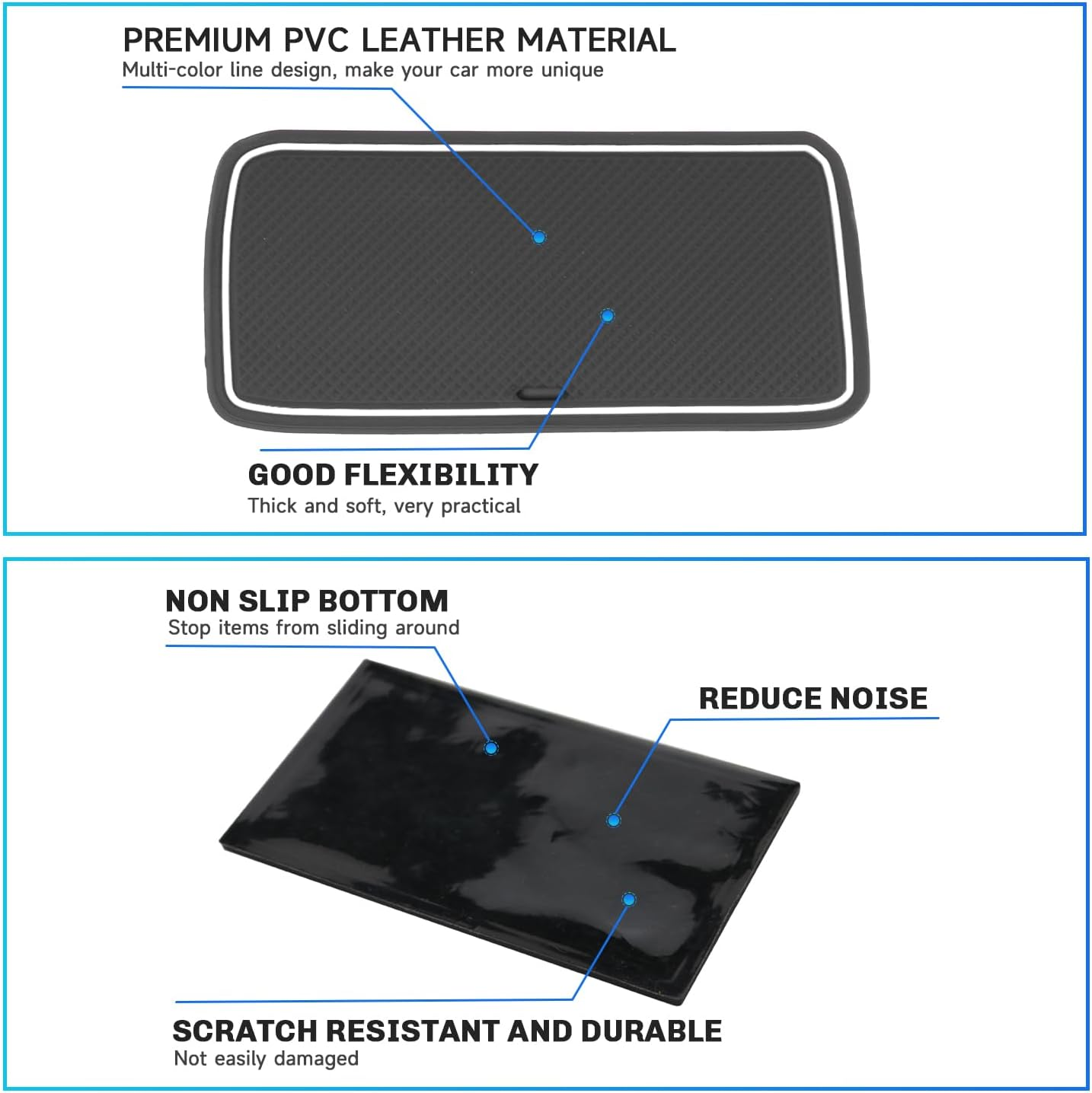SXCY for 2021-2025 Kia Sorento Accessories Cup Holder Inserts Liner 2024 2025 Sorento Door Slot Mats 2025 Sorento Accessories Center Console Liners (7-Passenger Seats Only for LX/S Trim) (White) image number 2
