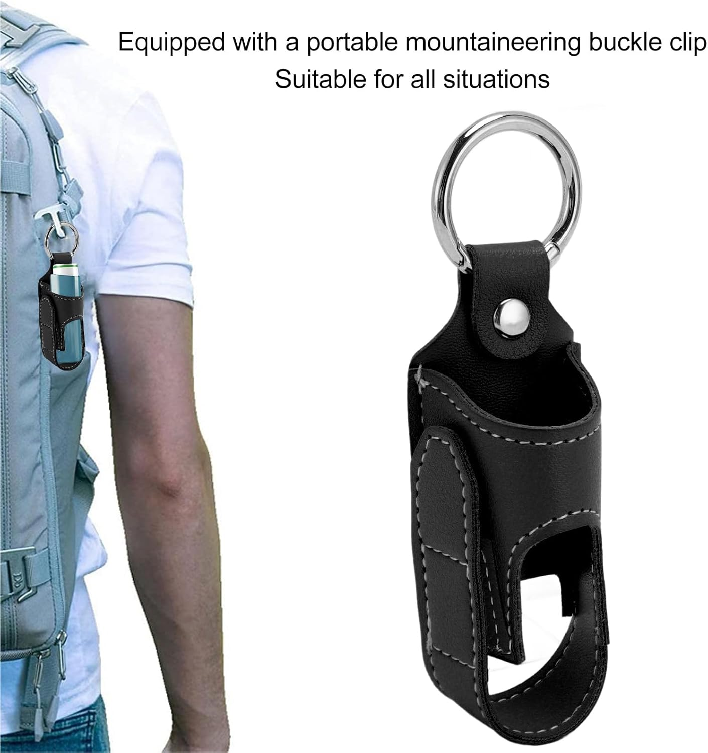 2Pcs Asthma Inhaler Holder Portable PU Leather Travel Handy Holder Secure Convenient Storage, Lightweight Carrying Case Fits Most Inhalers, Protective Carrying Holder for Travel