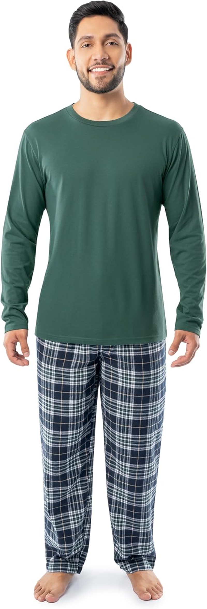 Fruit of the Loom Men'S Jersey Knit Top and Flannel Pant Pajama Sleep Set