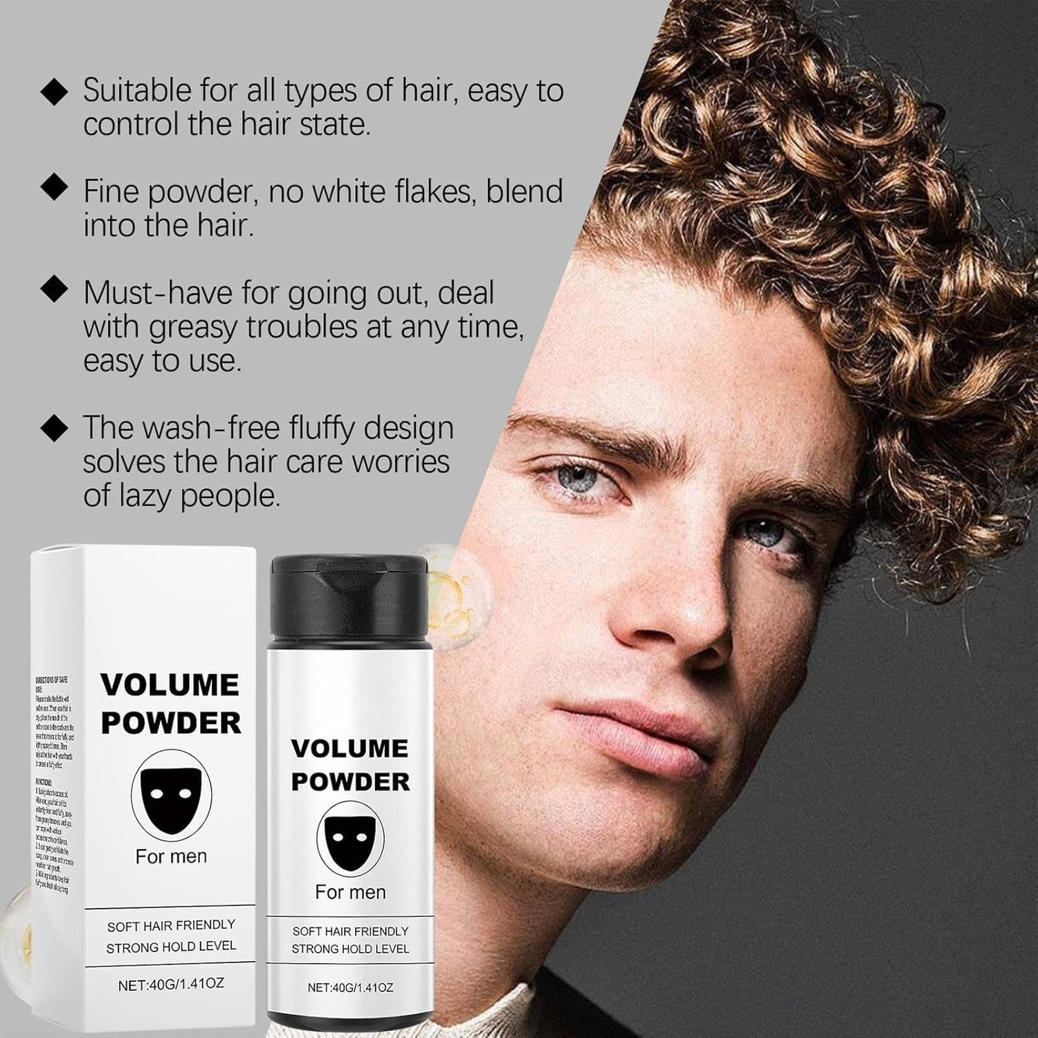 Texture Powder, Easy to Apply Natural Look Volumizing Texturizing Styling Powder, Portable Grooming for Instant Volume for Parties, Business Trips, 40G image number 2