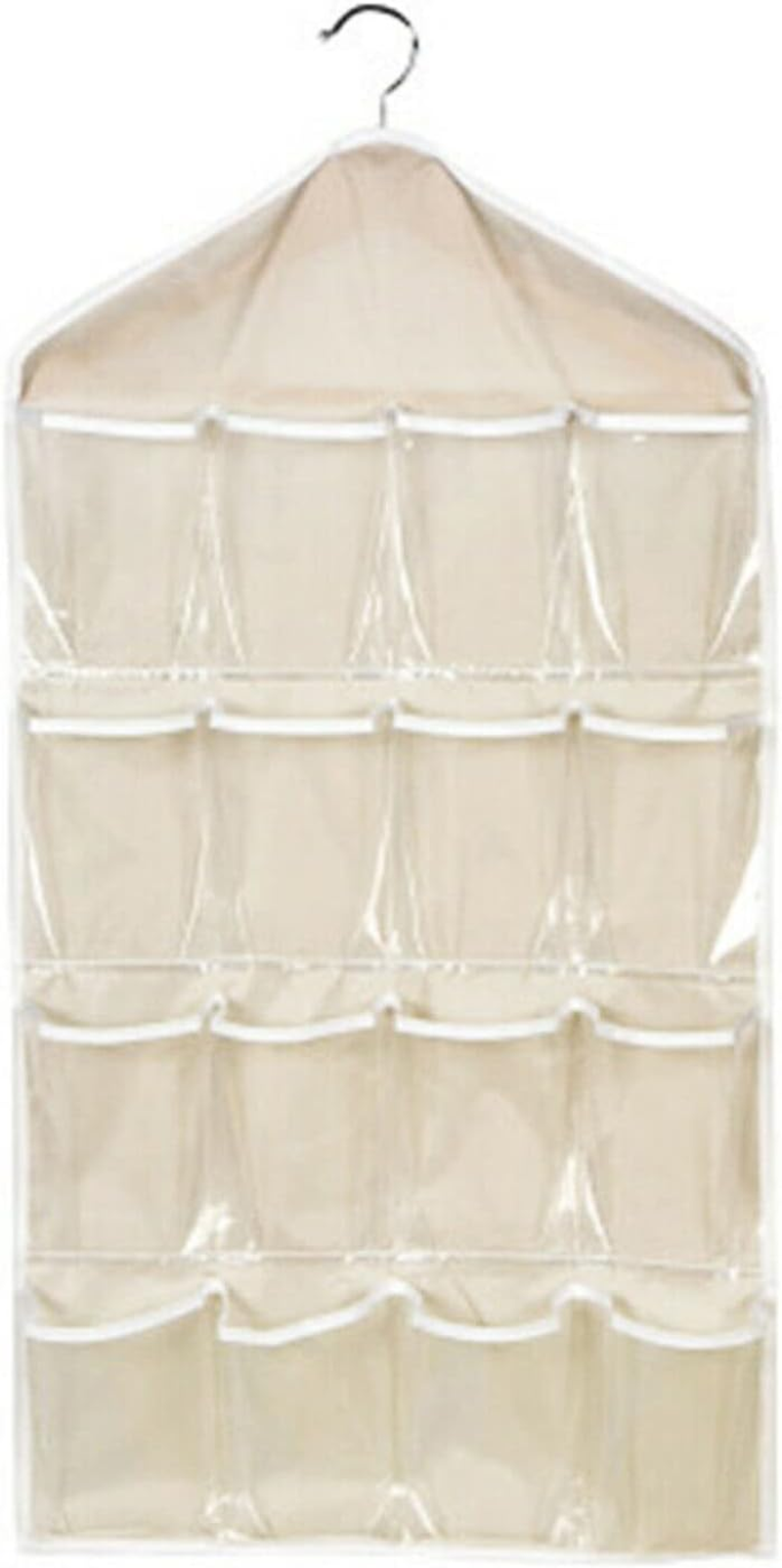 16 Pockets Socks Bra under Organizer Clear Home Rack Er Stora Organizer Bedroom Bag Beige