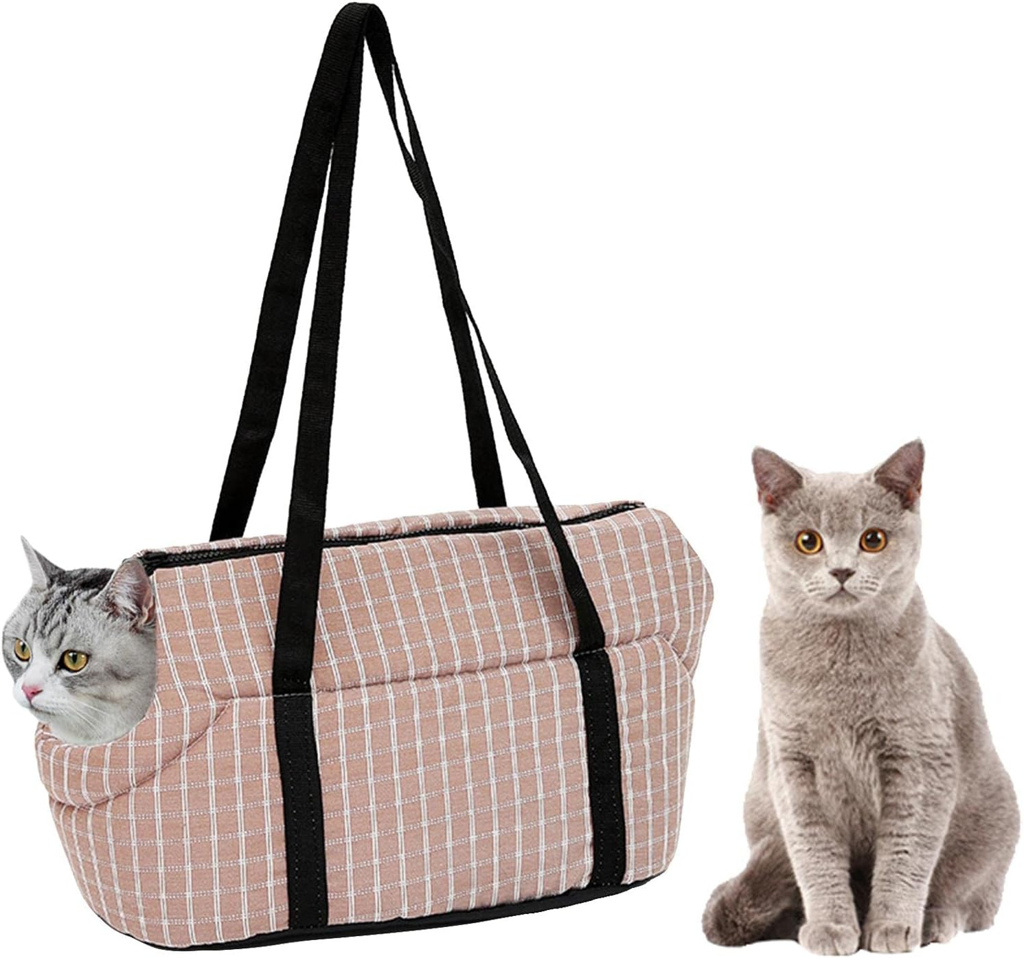 B Baosity Pet Carrier Tote Kitten Carriers Soft Pouch Breathable Dog Travel Bag with Leash Hook Carrying Handbag Cat Carrier Shoulder Bag, Coffee, L image number 1