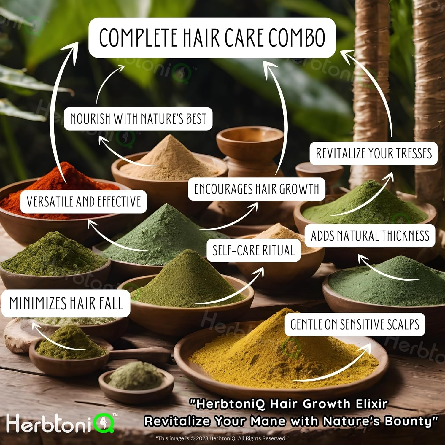 Herbtoniq Combo of 9 100% Natural Jatamansi, Hibiscus, Bhringraj, Brahmi, Soapnut, Aloevera, Fenugreek, Shikakai, Amla Powder for Hair & Scalp Care (Pack of 9, 1300 Gram) image number 1