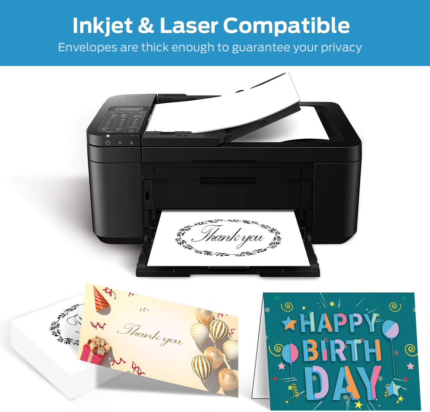 Ohuhu Blank White Cards and Envelopes - 100 Pack 5" X 7" Heavyweight Folded Cardstock and A7 Envelopes for DIY Greeting Cards Wedding Birthday Invitations Baby Shower Thank You Cards image number 5