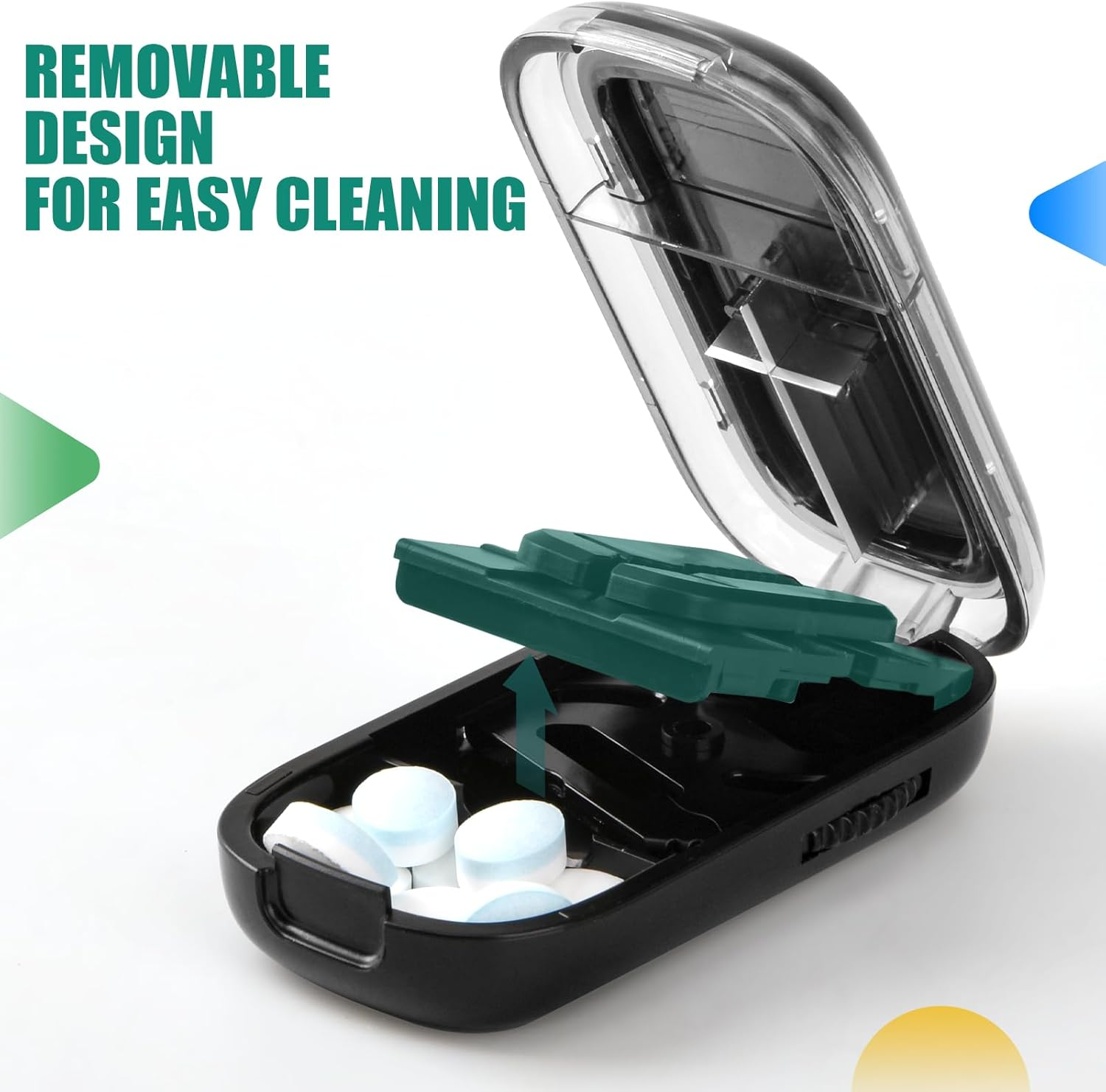 Tablet Divider, Tablet Cutter, Pill Divider with Storage Compartment, Tablet Cutter for All Tablets, Pill Cutter, Portable Pill Cutter for Travel, Pet (Black) image number 3