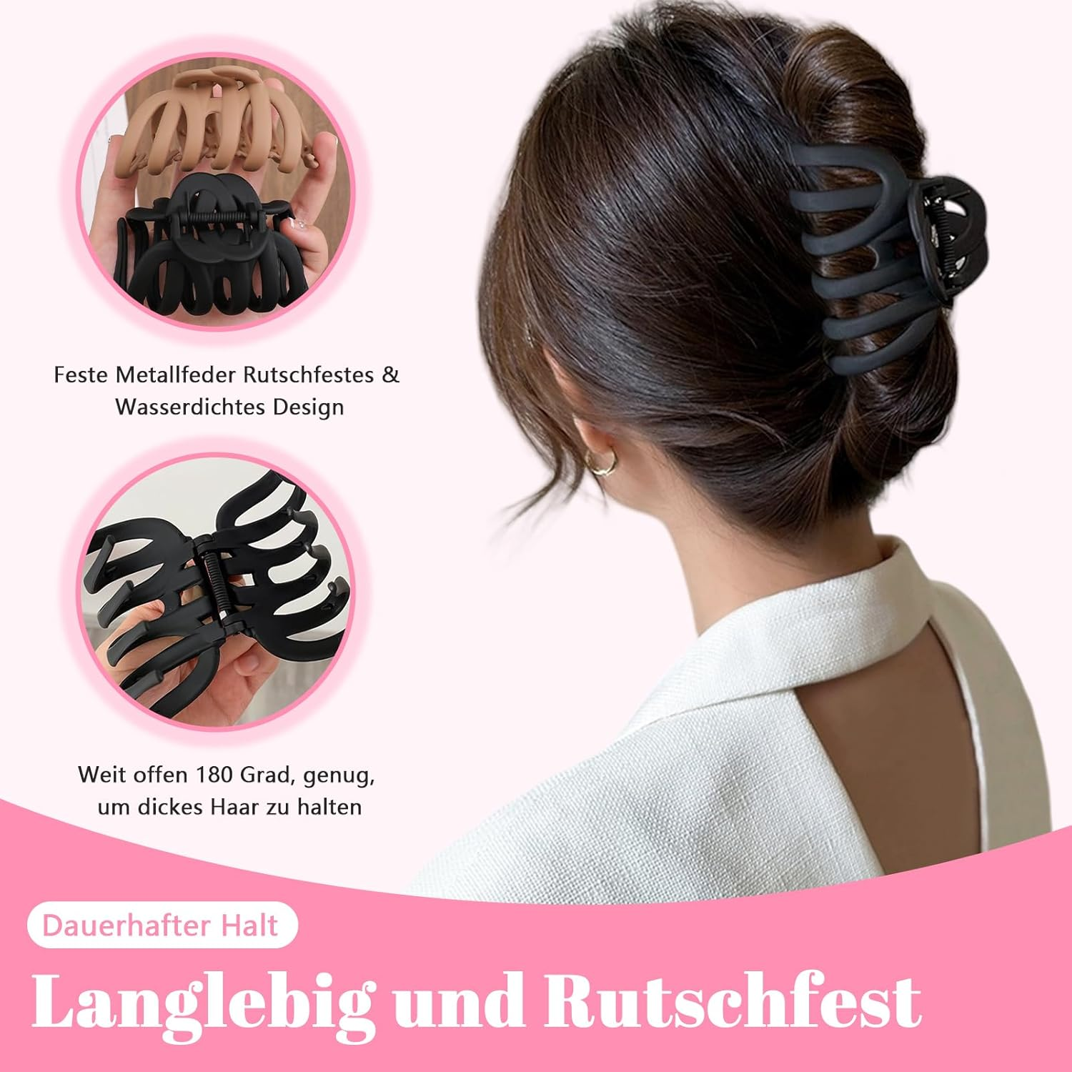 Hair Clip Large Thick Hair 4 Pieces 9.5 Cm Hair Clips Girls Non-Slip Claw Clip Hair Styling Accessories for Women Ladies Hair Clips Set image number 6