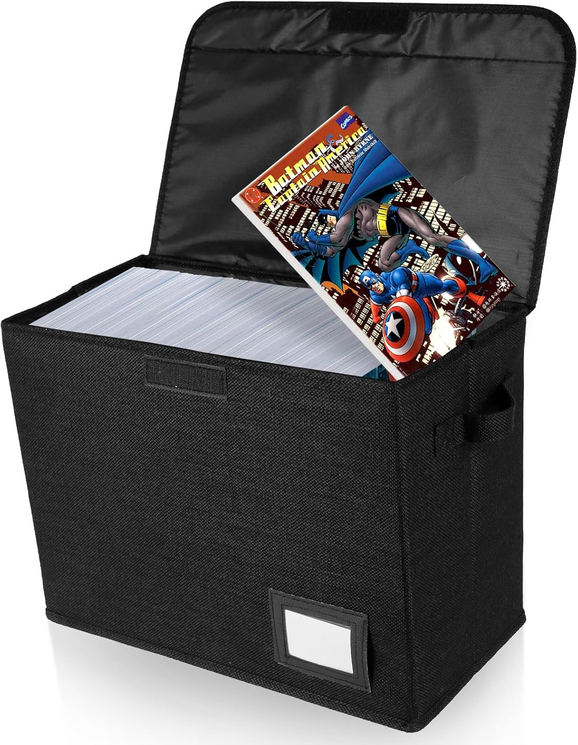 Comic Book Storage Box, Collapsible Comic Book Box, Washable Integrated Comic Book Bin, Foldable Comic Short Box Holds 150-180 Comics, Comic Book Bin Container for Home Office (Black)