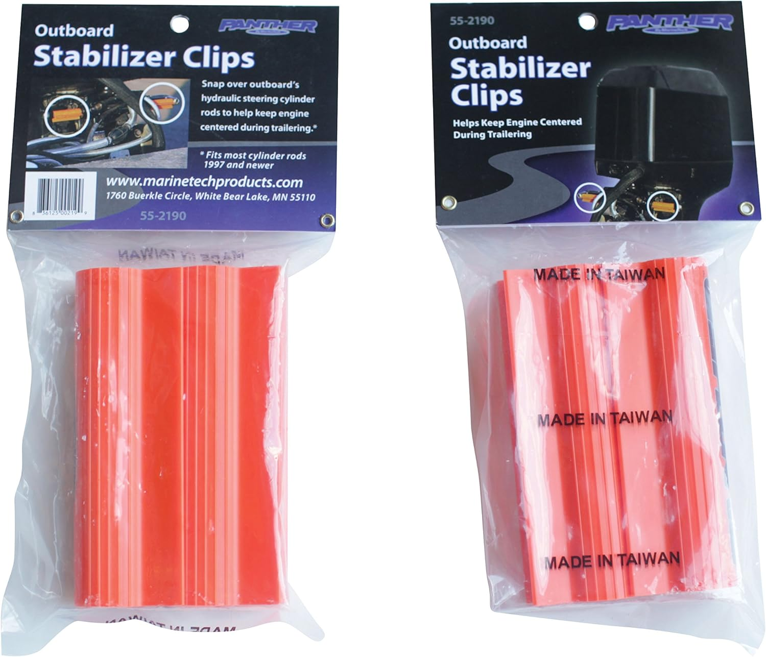 Panther ATV 55-2190 Outboard Stabilizer Clips - Pack of 2, Black, Orange image number 1